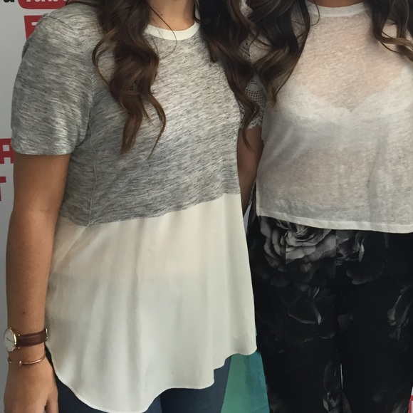 Grey and cream blouse with silk - Picture 4 of 4